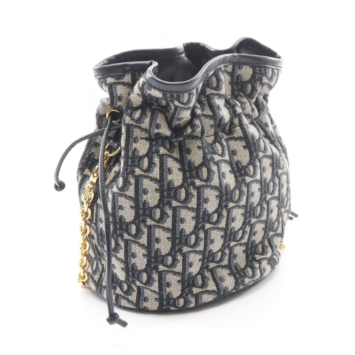 Christian Dior 30 Montaigne Drawstring Mini Bucket Bag Oblique Shoulder Bag Beige/Navy canvas leather S2374UTZQ_M928 2121400018780