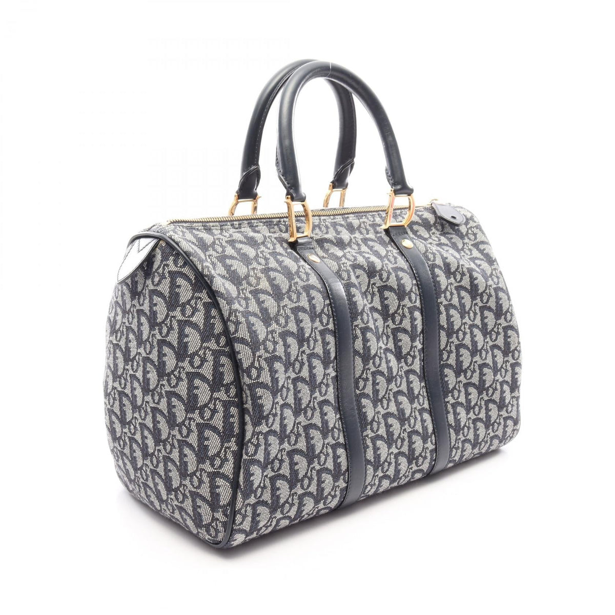 Christian Dior Trotter Tote Bag Gray/Navy canvas leather 2101220063092