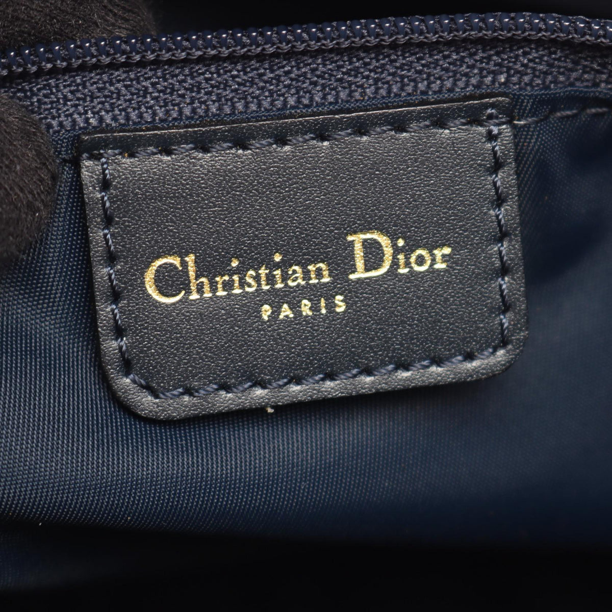 Christian Dior Trotter Tote Bag Gray/Navy canvas leather 2101220063092