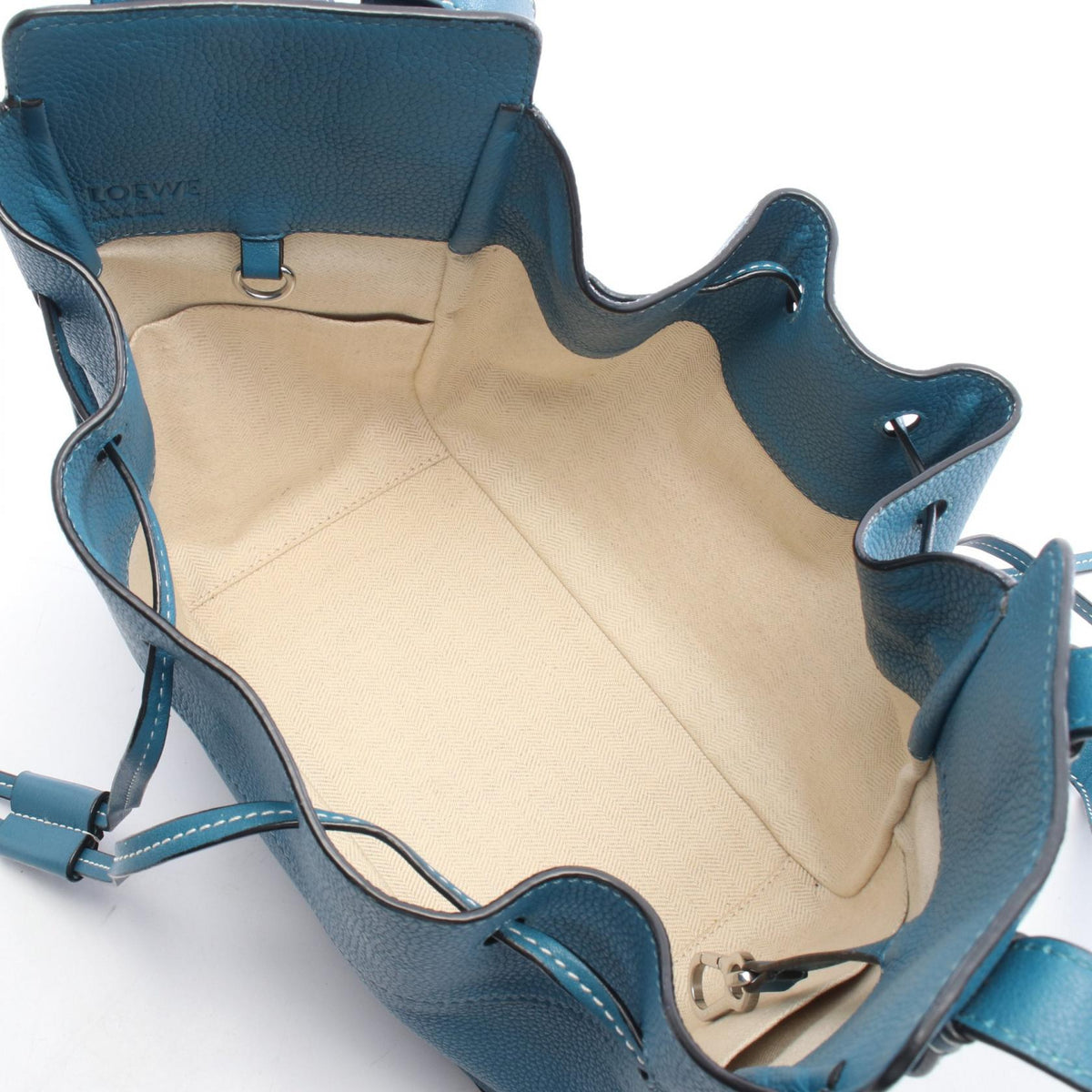 LOEWE Hammock Drawstring Bag Small 2-Way Handbag Blue leather 31412Z95 2101220052683