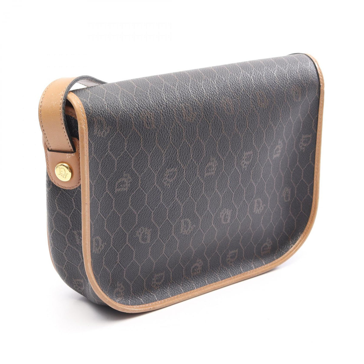 Christian Dior Honeycomb Shoulder Shoulder Bag Black/Brown PVC coated canvas�leather 2101219968421