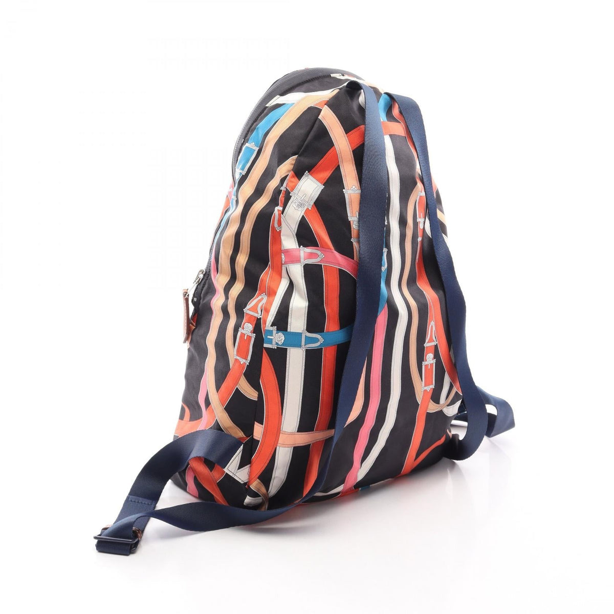 HERMES Air Silk Kavalkadur Rucksack Backpack Black/Multicolor silk silk leather Vaux Barenia leather 2107601163467