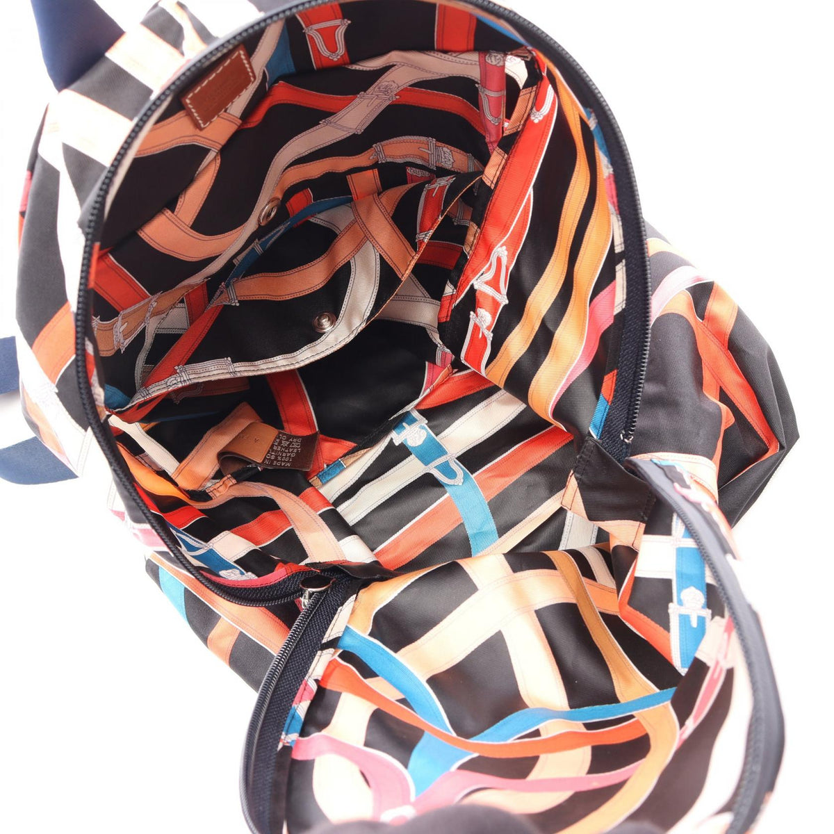 HERMES Air Silk Kavalkadur Rucksack Backpack Black/Multicolor silk silk leather Vaux Barenia leather 2107601163467