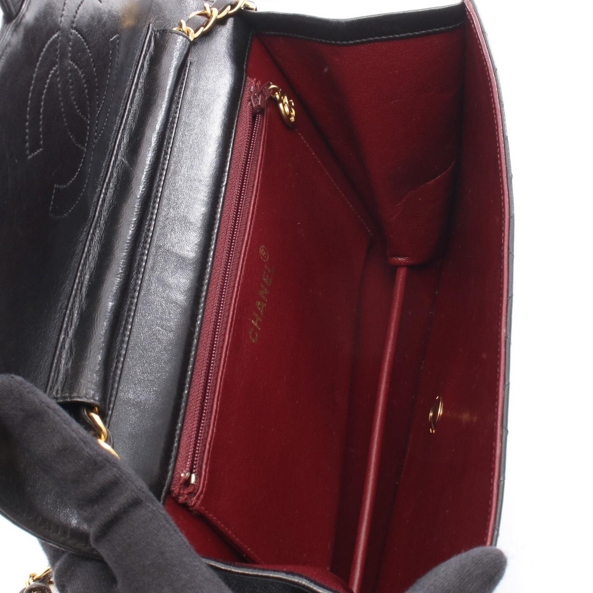 CHANEL Black Matelasse Push Lock Lambskin (sheep leather) 2101219988597