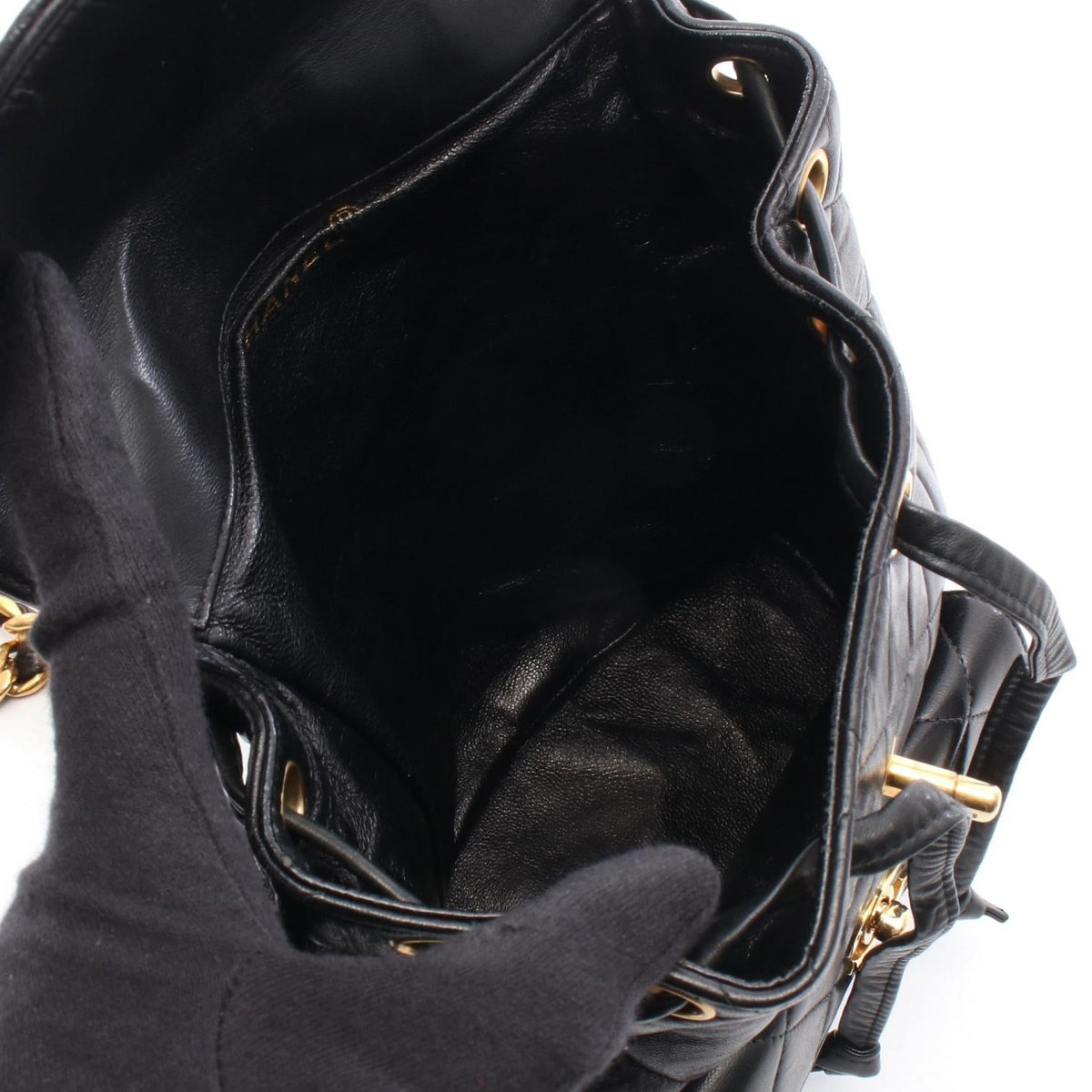 CHANEL Black Matelasse Turn Lock Chain Lambskin (sheep leather) 2101219991962