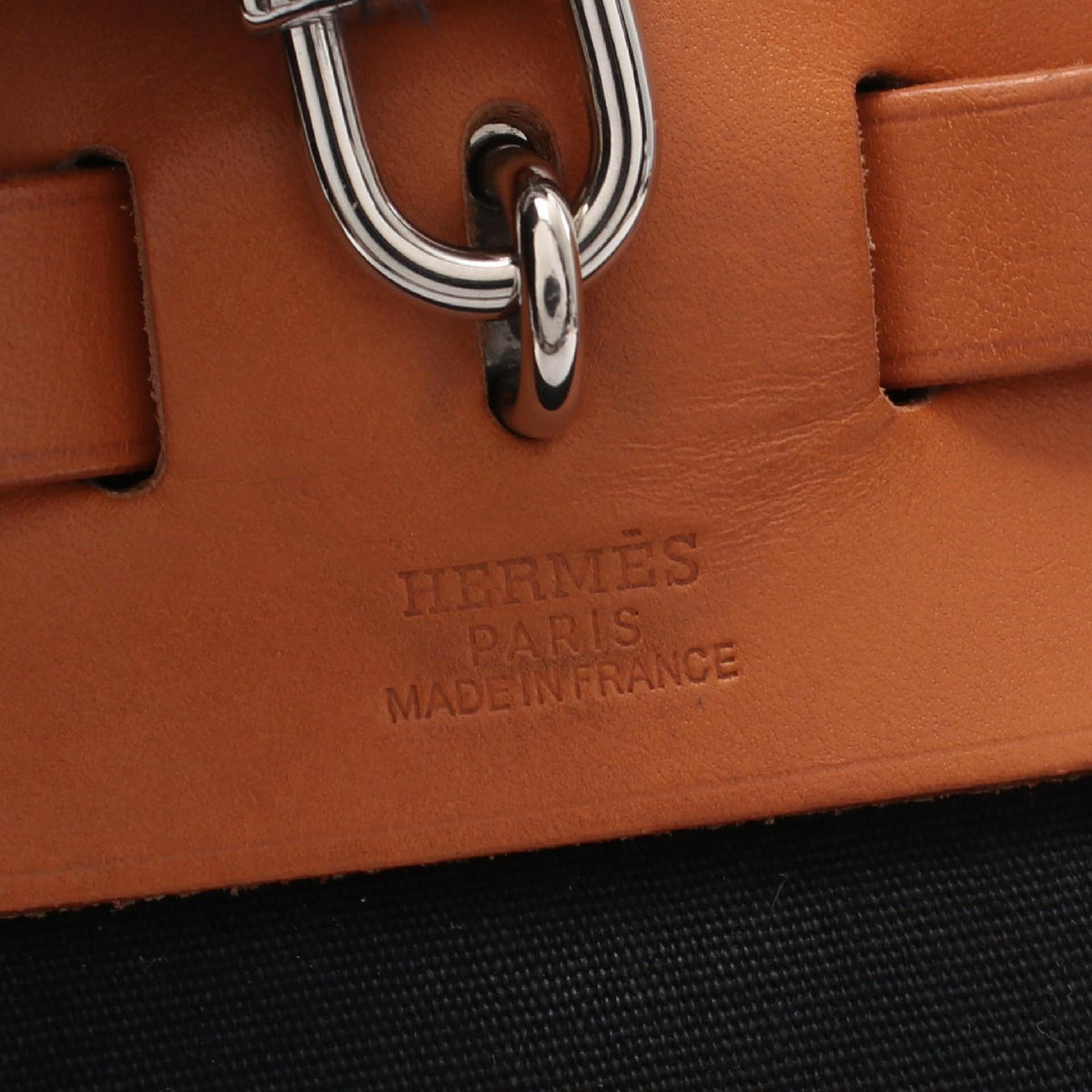 HERMES Herbag PM HandbagNoir Black Noir Black Black/Brown Toile officier canvas leather Toile officier / Vache leather hunter 2101219994956