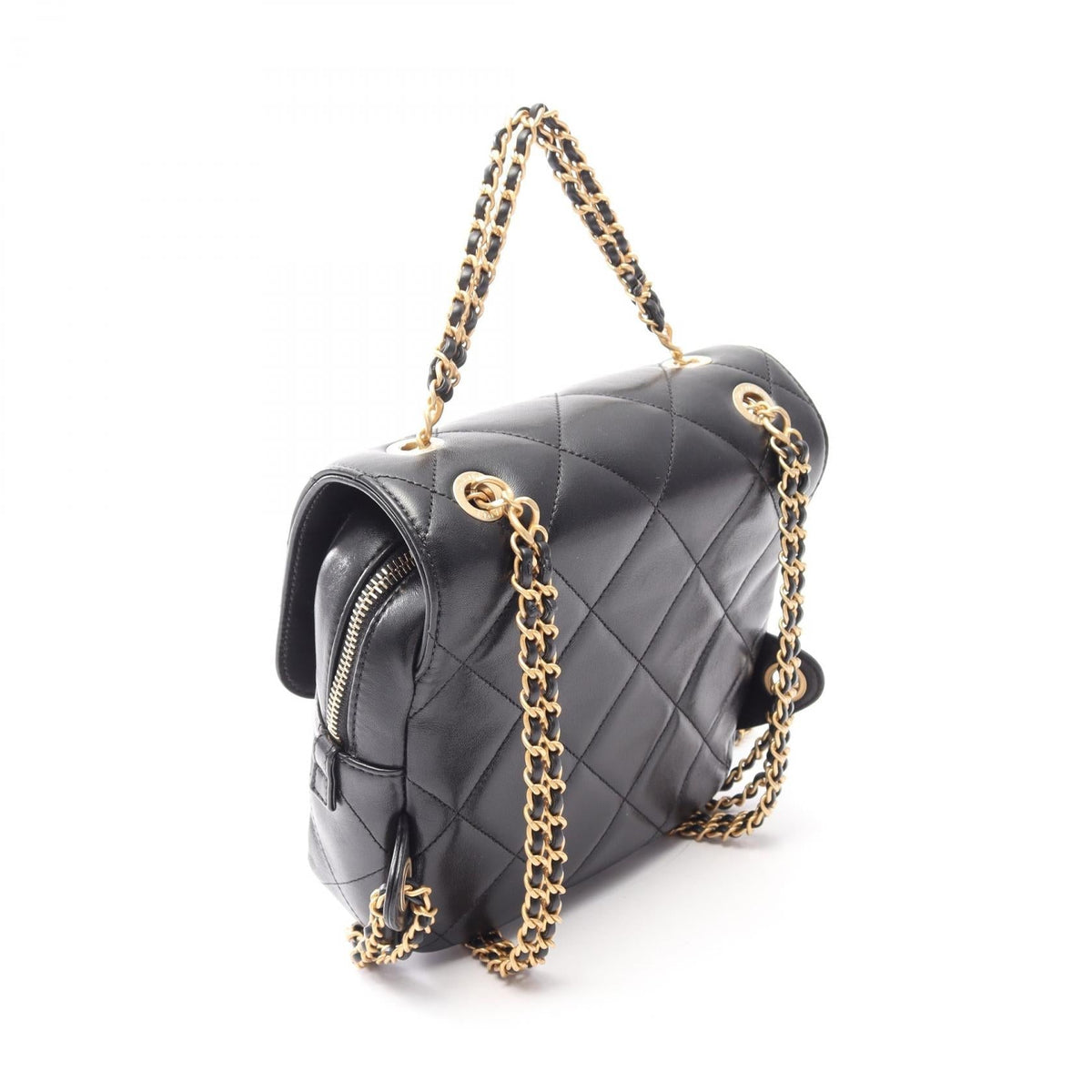 CHANEL Black Matelasse Square Chain Lambskin (sheep leather) AS3884 2101220002473