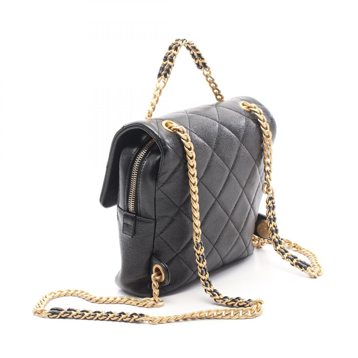 CHANEL Black Matelasse Chain Grained Calfskin leather 2101220012229