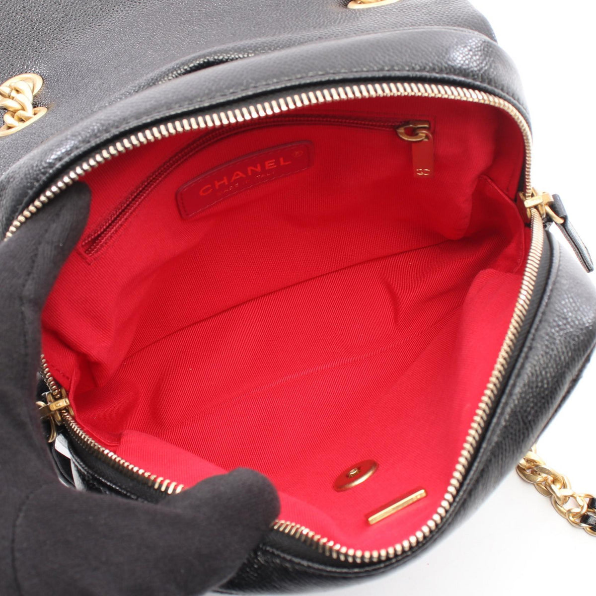 CHANEL Black Matelasse Chain Grained Calfskin leather 2101220012229