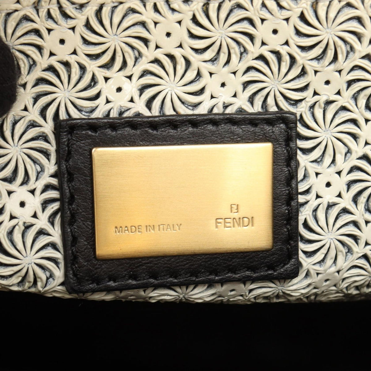 FENDI Peekaboo 2WAY Handbag Beige Patent leather 8BN211 2101220018825
