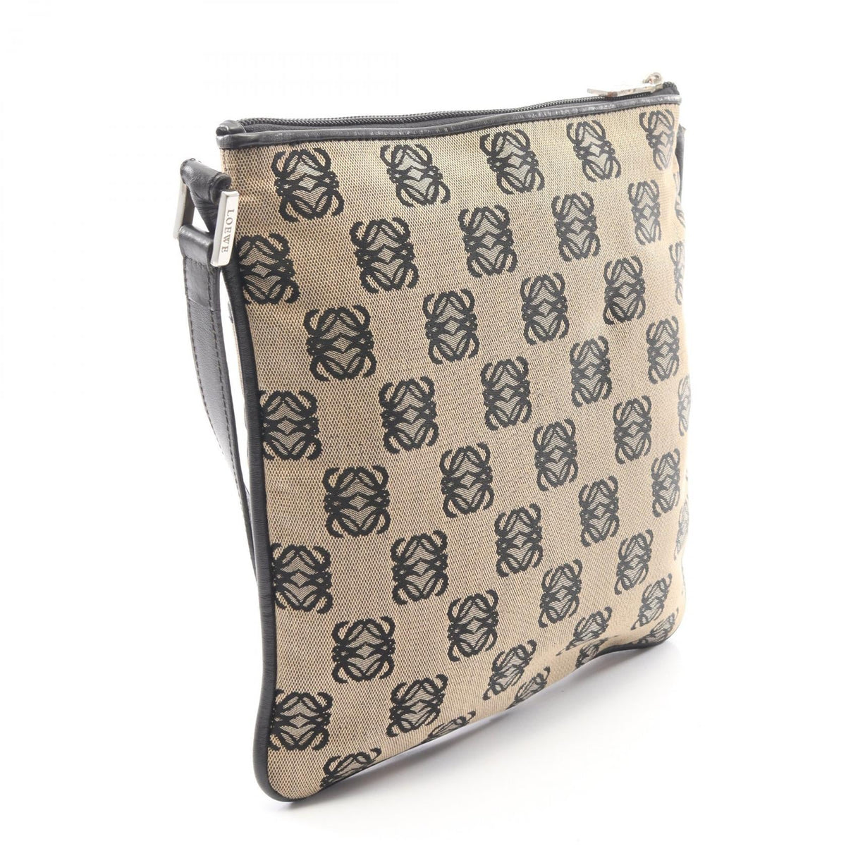 LOEWE anagram Shoulder Bag Beige/Black canvas leather 2101219864006