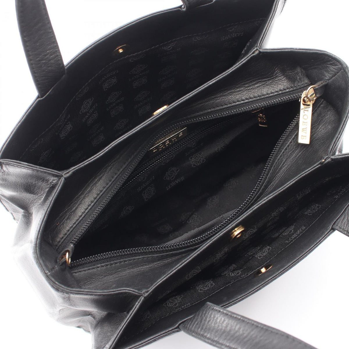 LOEWE Anagram 2WAY Handbag Black leather 2101219864235