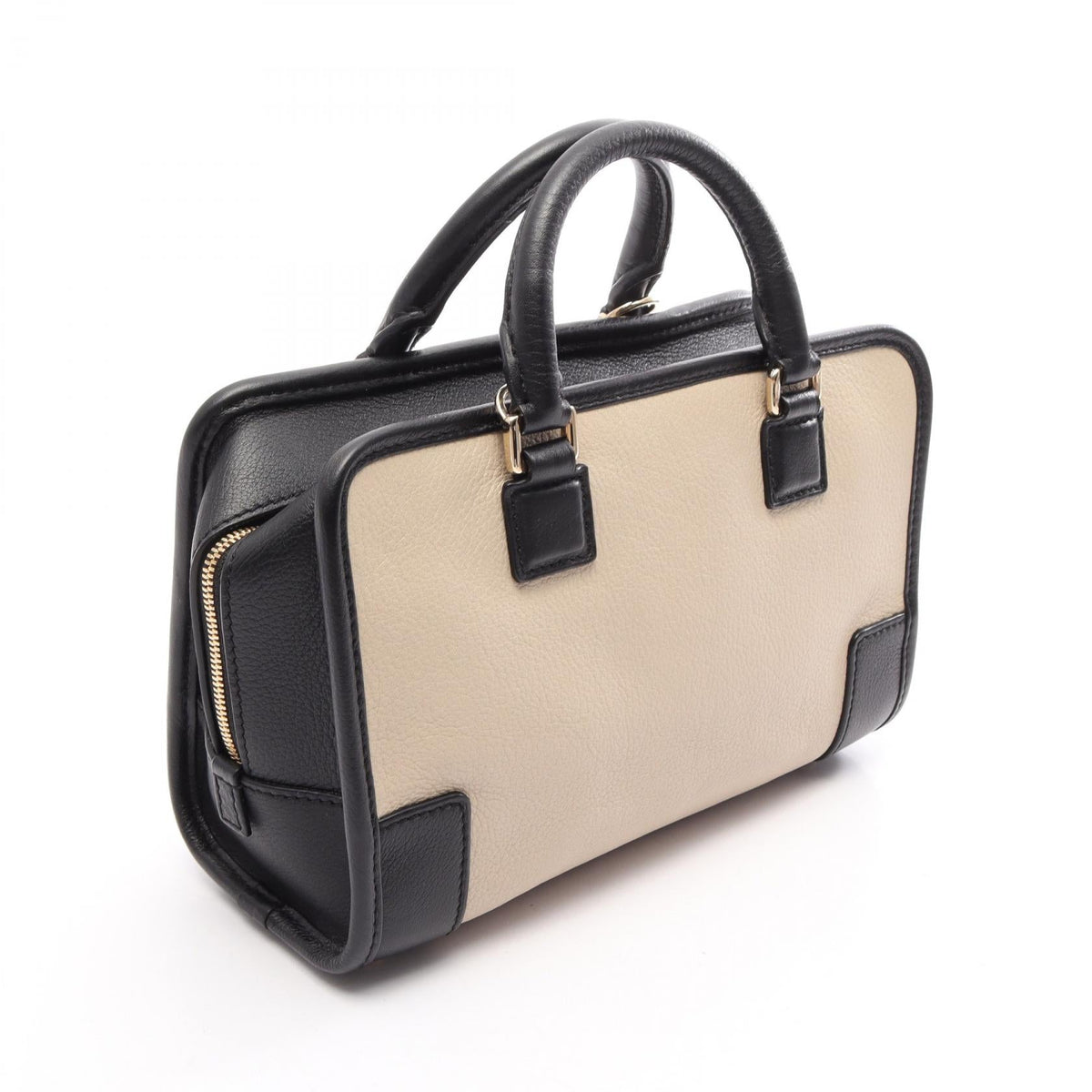 LOEWE Amazona 23 2WAY Handbag Beige/Black leather 2101219875897
