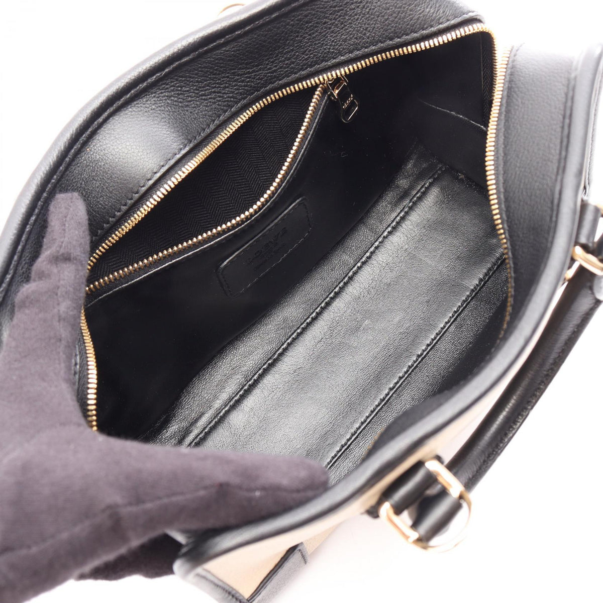 LOEWE Amazona 23 2WAY Handbag Beige/Black leather 2101219875897