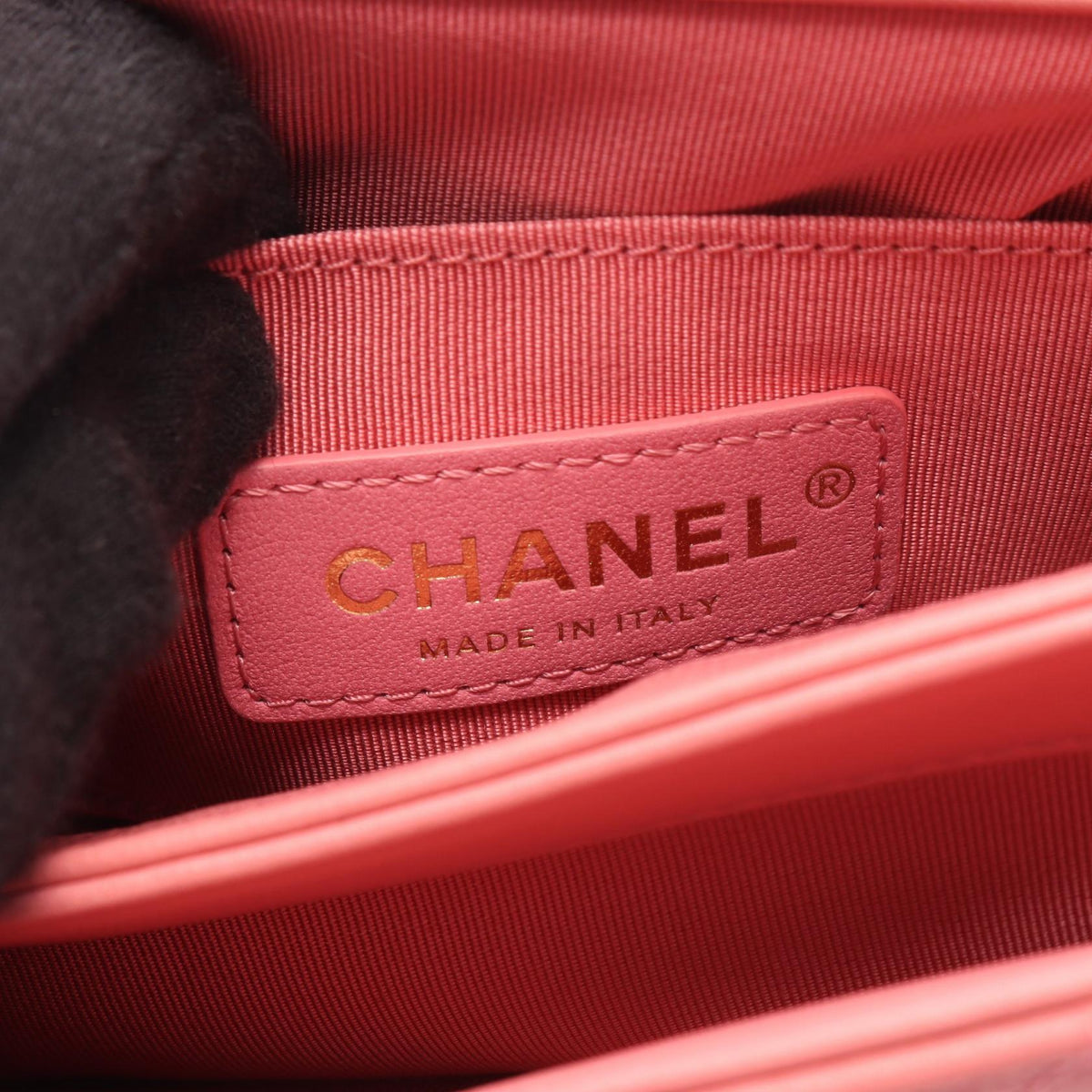 CHANEL Pink Chevron V-stitch top handle 2-way bag leather 2101219876887