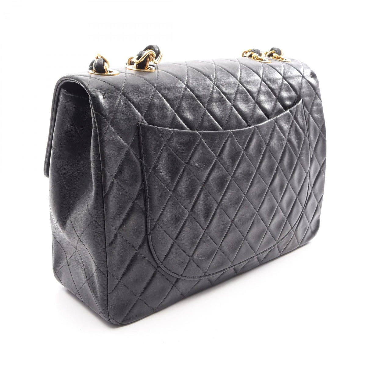 CHANEL Black Deca Matelasse 34 Single Flap Lambskin (sheep leather) 2101219876917