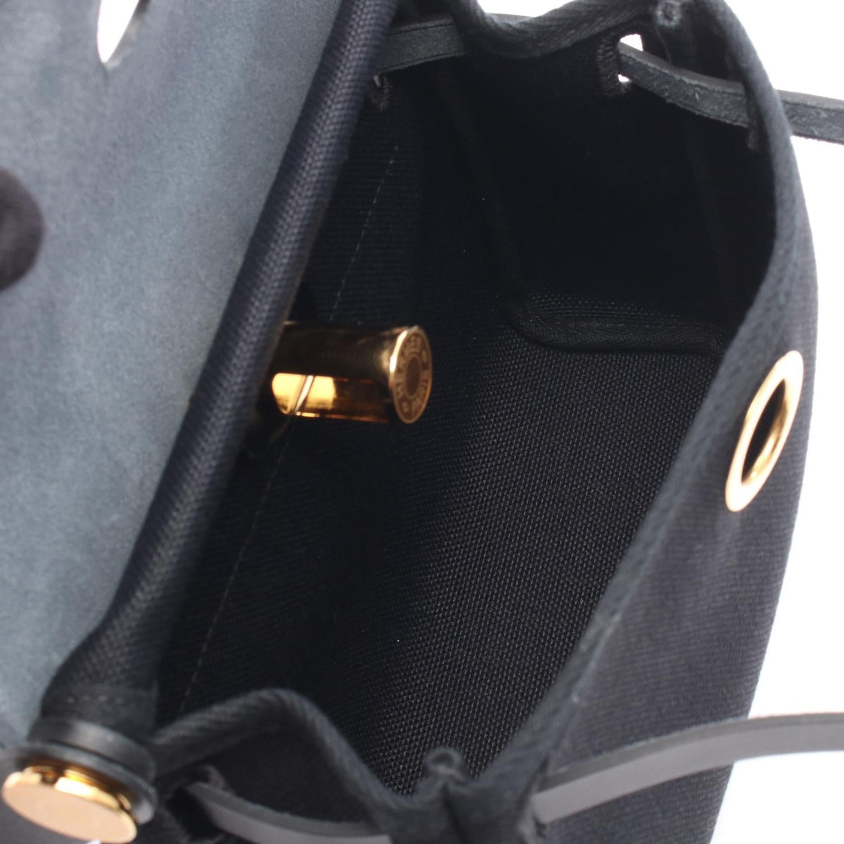 HERMES Airbag Zip Mini Shoulder Bag Black Towar Military canvas leather Toile Military / Vache leather hunter 2101219851556