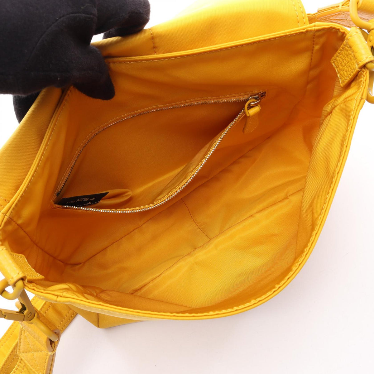 FENDI Baguette Messenger Bag Bucket Messenger Bag Shoulder Bag Yellow Nylon�leather 7VA537 2101219874906