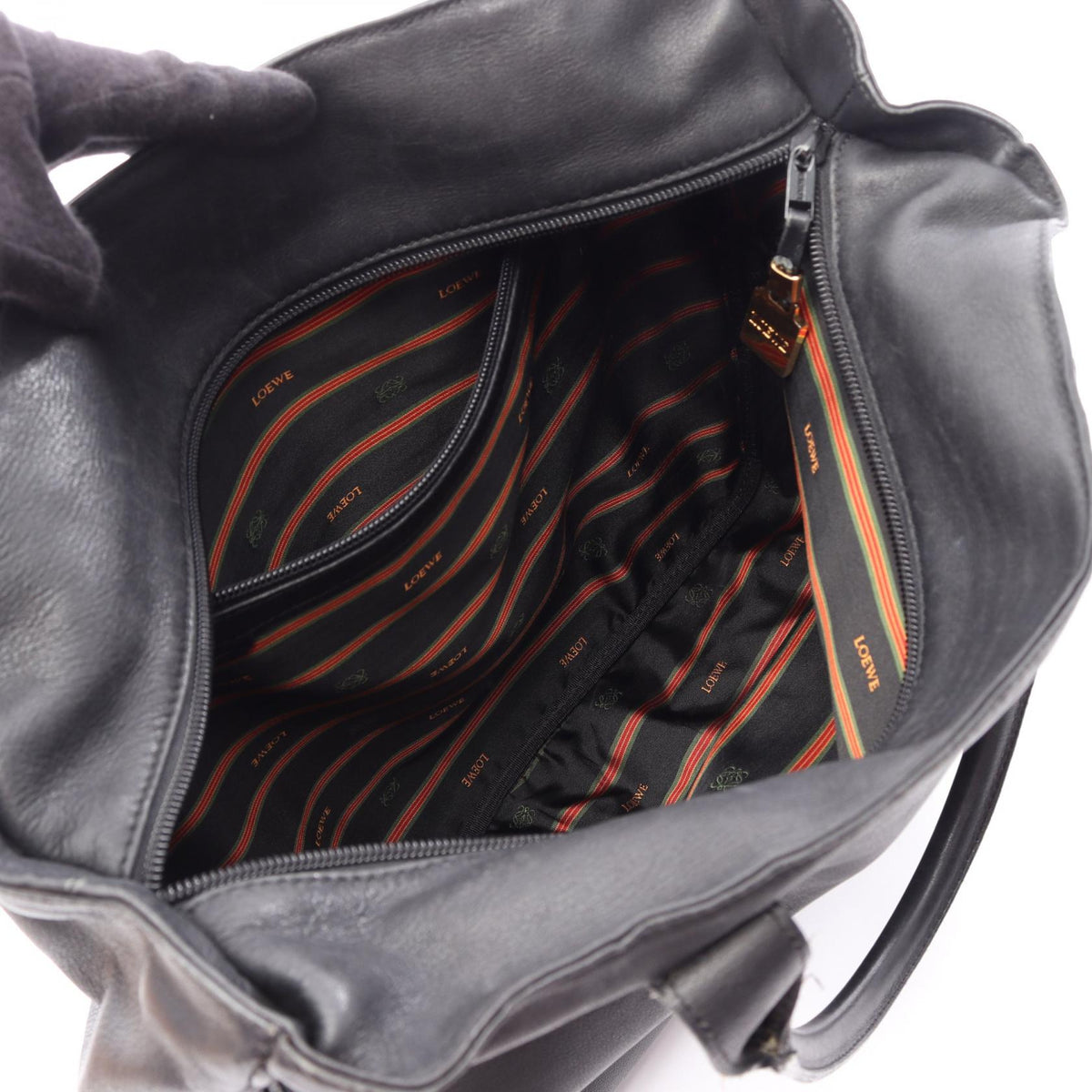 LOEWE anagram Tote Bag Black leather 2101219875040