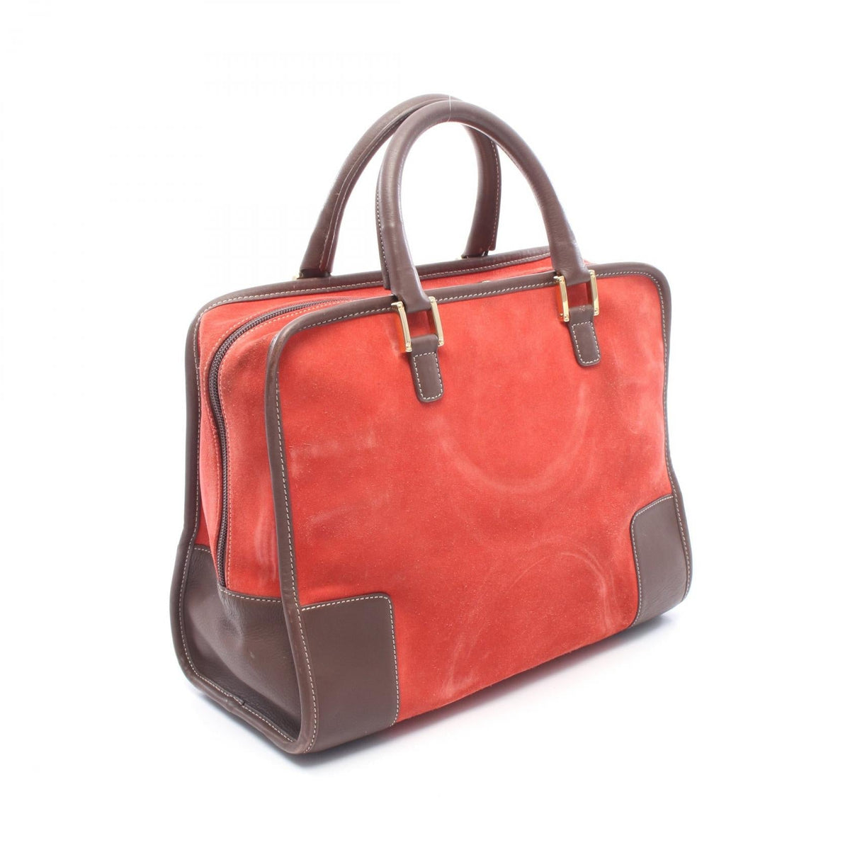 LOEWE Amazona 32 Handbag Red/Brown Suede leather 2101219875200