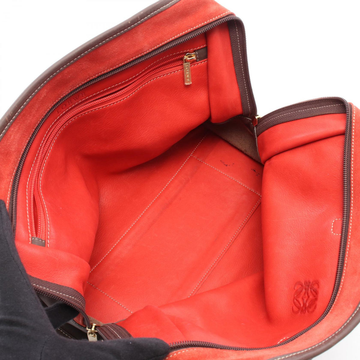 LOEWE Amazona 32 Handbag Red/Brown Suede leather 2101219875200