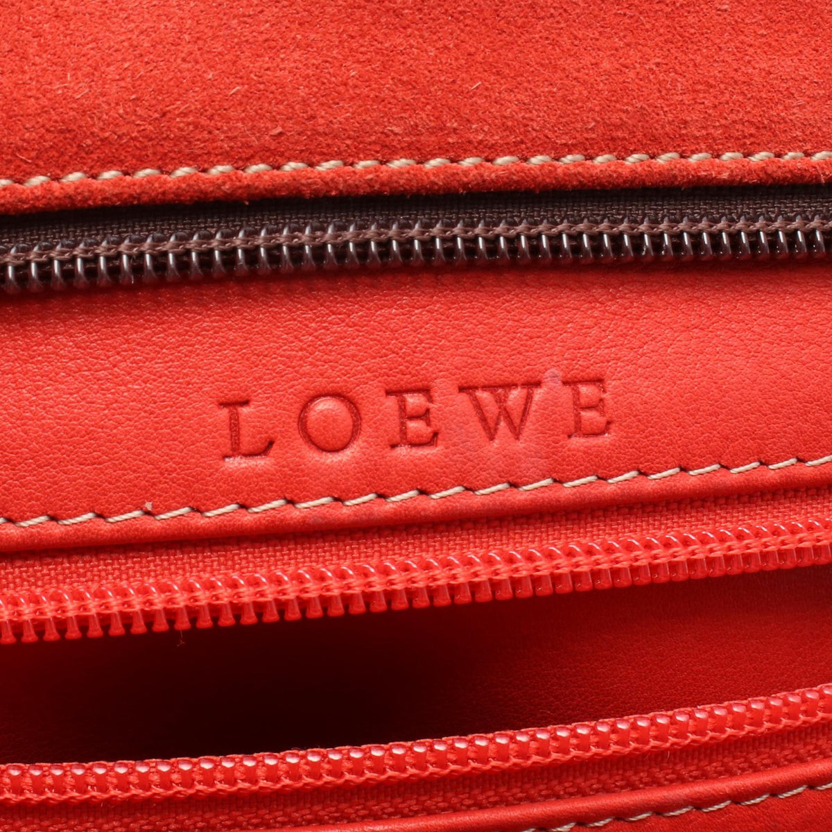 LOEWE Amazona 32 Handbag Red/Brown Suede leather 2101219875200