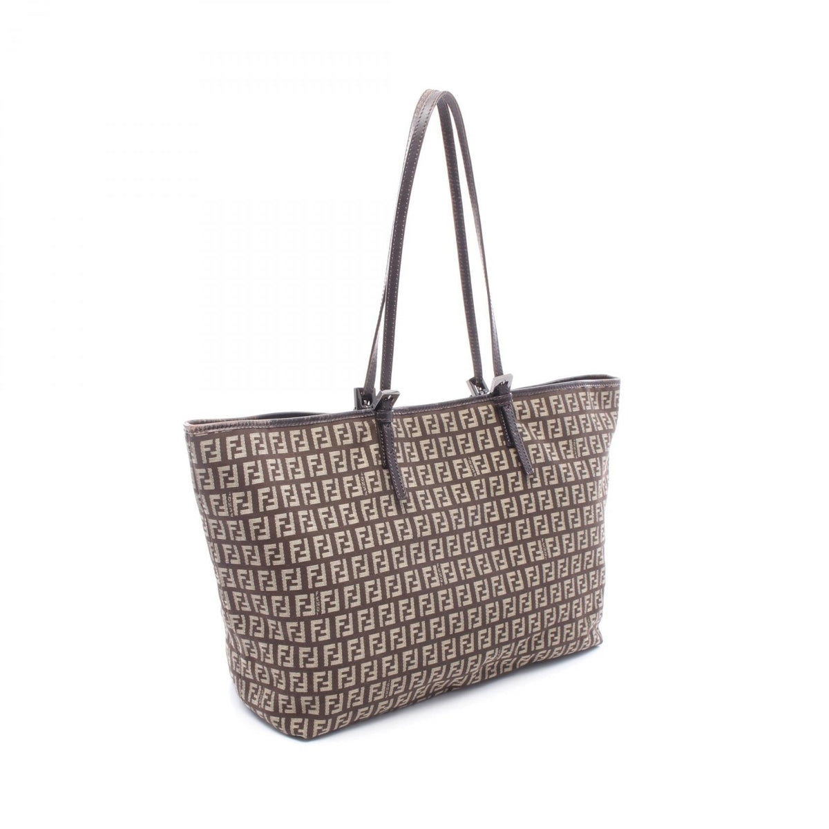 FENDI Zucchino Tote Bag Brown/Beige canvas�leather 8BH127 2118800163387