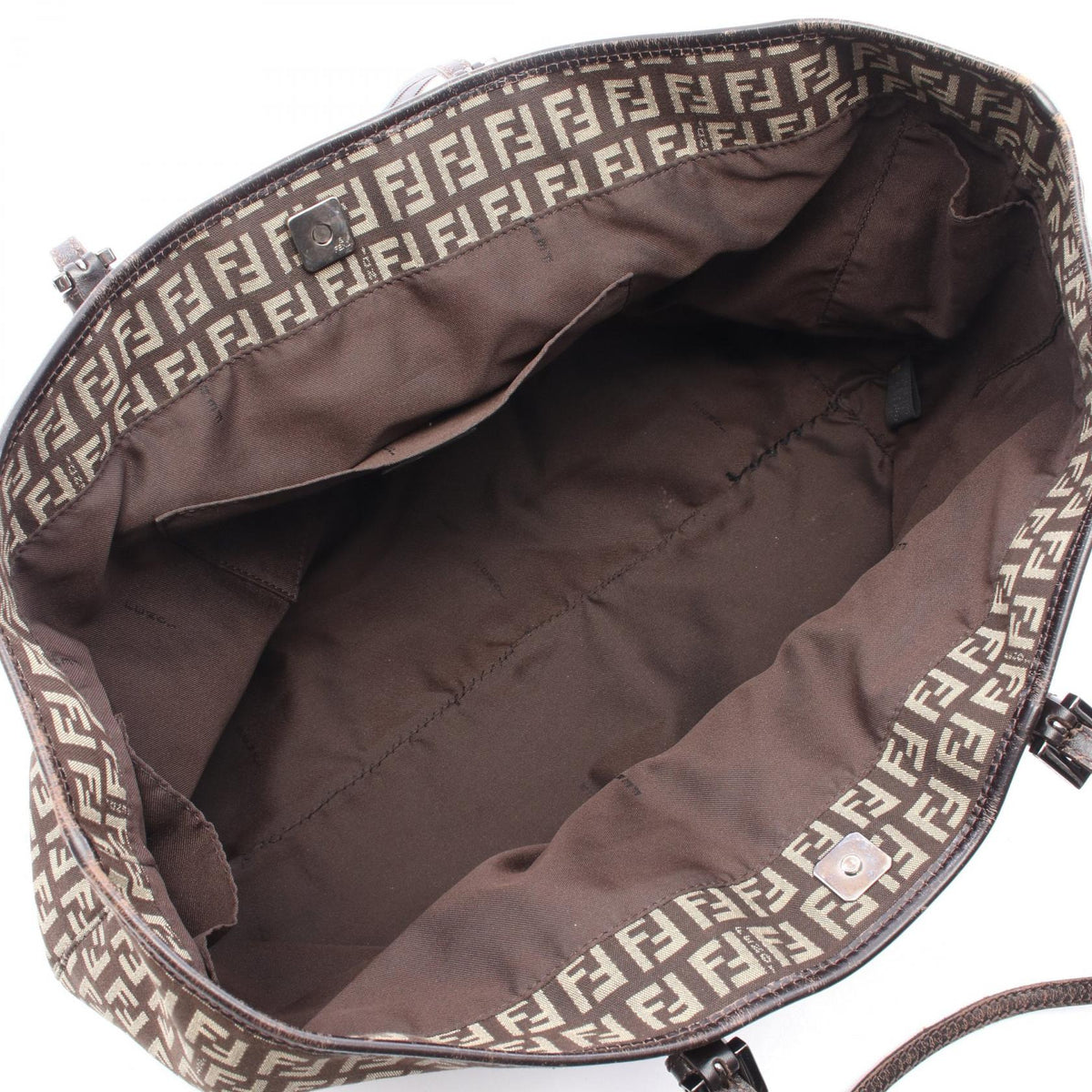 FENDI Zucchino Tote Bag Brown/Beige canvas�leather 8BH127 2118800163387