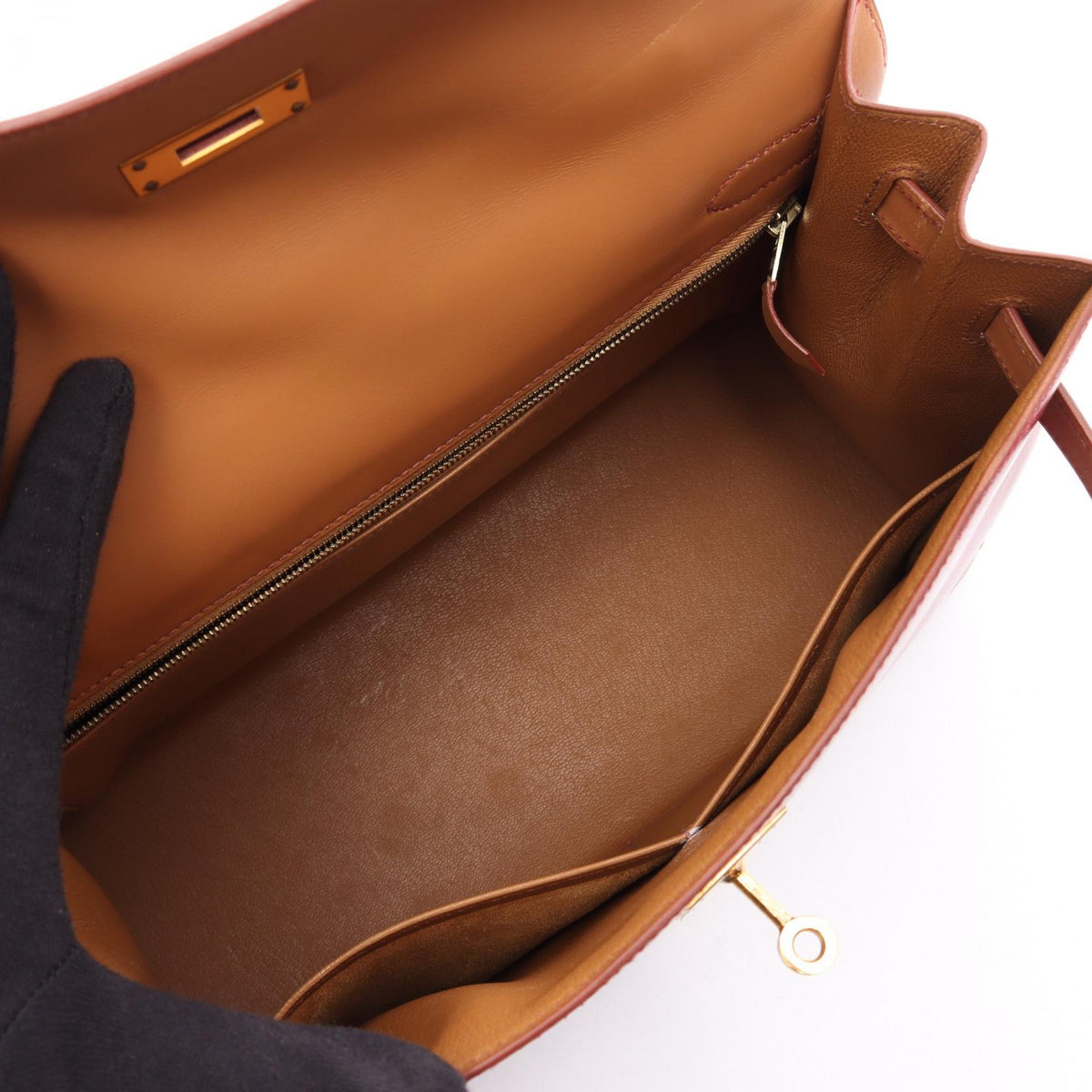 HERMES Kelly 32 Tricolor 2WAY HandbagRouge vif Rouge vif Red/Bordeaux/Brown Box calf leather Calfskin (cowhide) 2101219858463