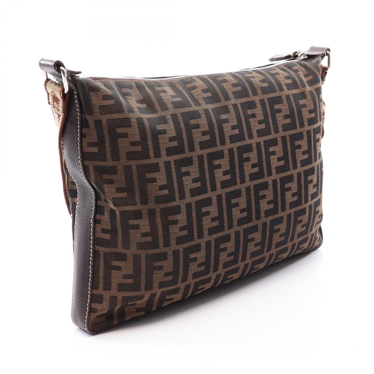 FENDI Selleria Zucca Shoulder Bag Brown canvas leather 2101219861777