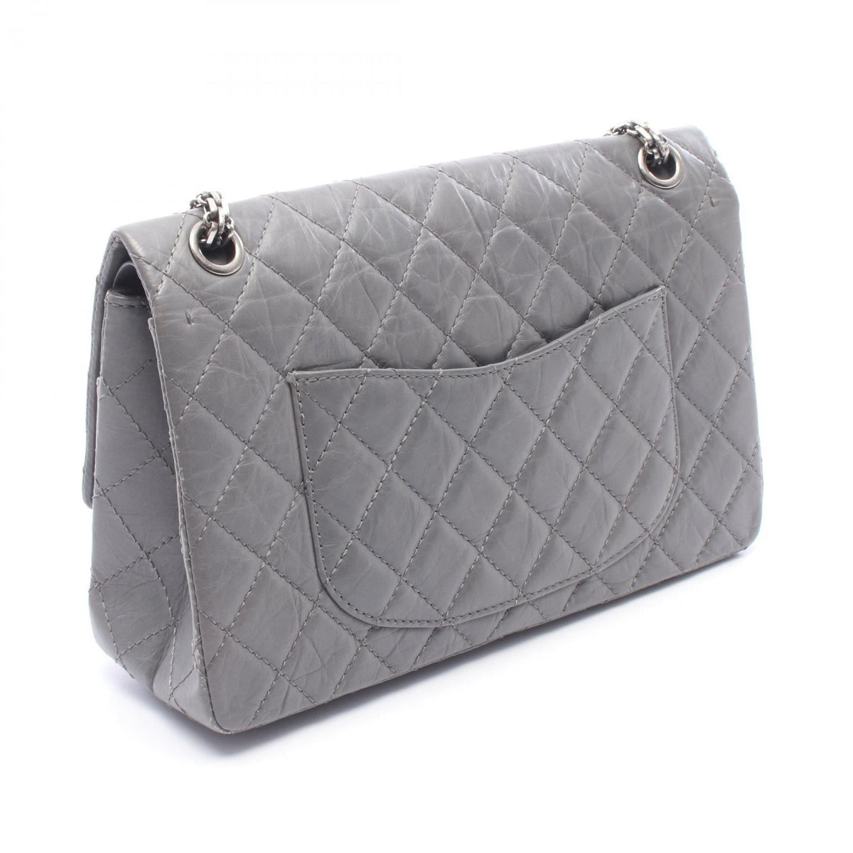 CHANEL Gray 2.55 Matelasse W flap Calfskin (cowhide) 2101219861951