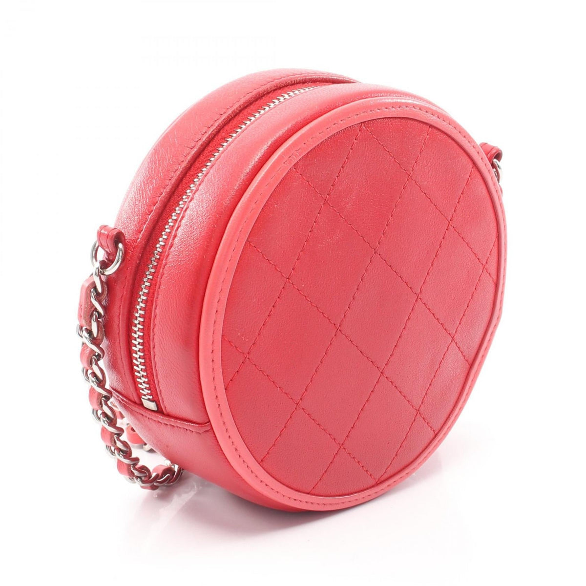 CHANEL Red/Pink Matelasse round Lambskin (sheep leather) 2101219862170