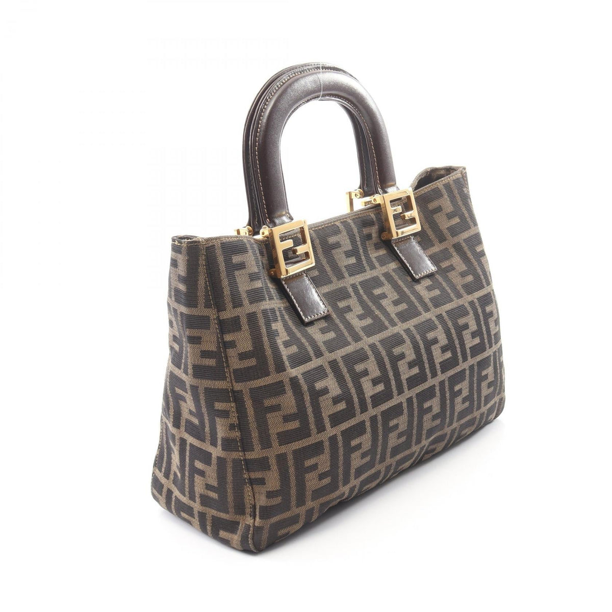 FENDI Zucca Tote Bag Brown canvas leather 2101219862392