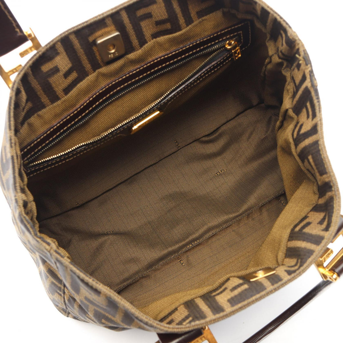 FENDI Zucca Tote Bag Brown canvas leather 2101219862392