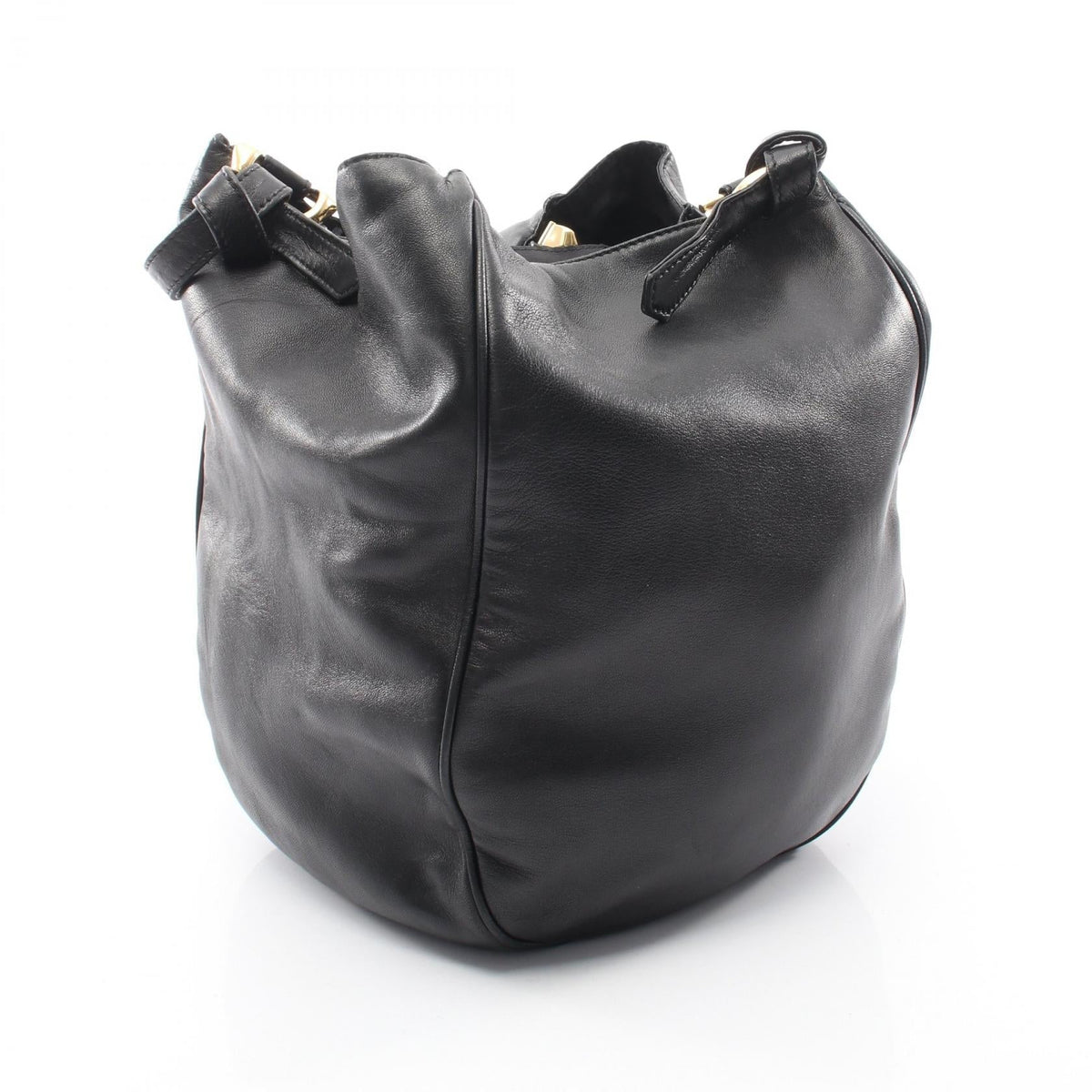 LOEWE anagram Shoulder Bag Black leather 2101219863238