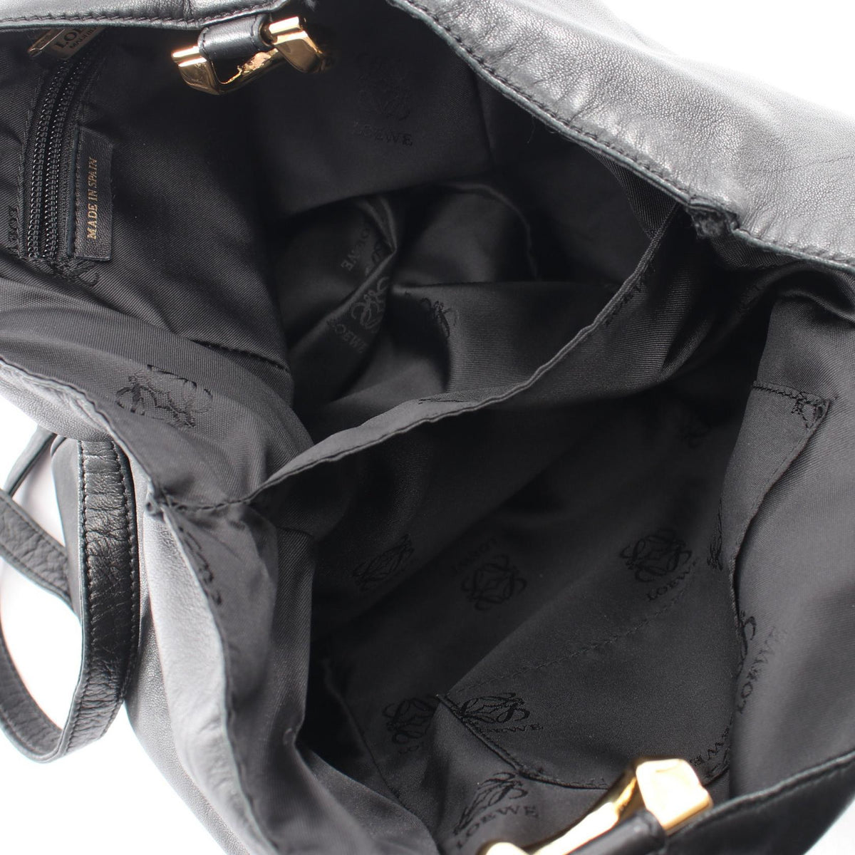 LOEWE anagram Shoulder Bag Black leather 2101219863238
