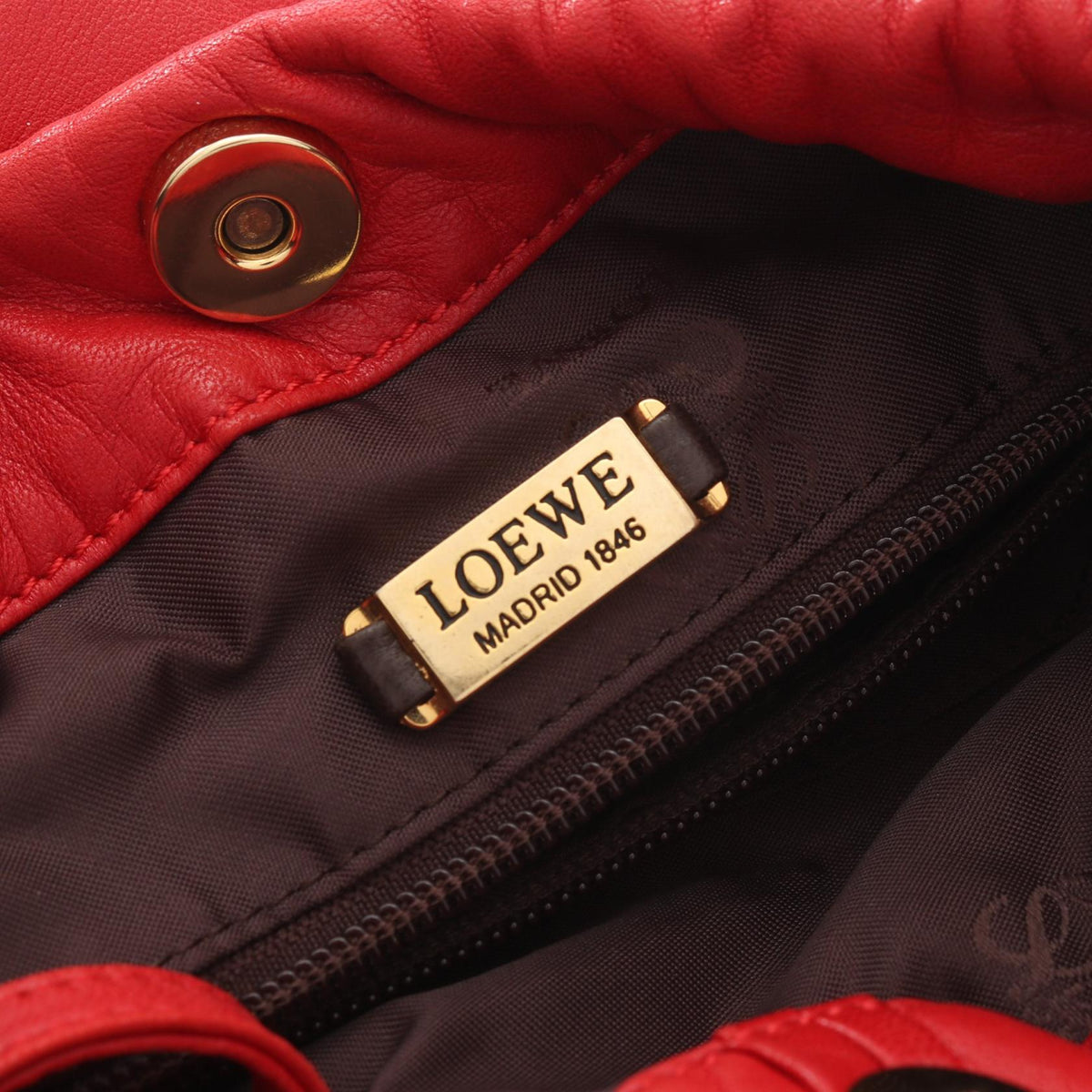 LOEWE Anagram drawstring bag Shoulder Bag Red Other Nappa leather 2101219863566