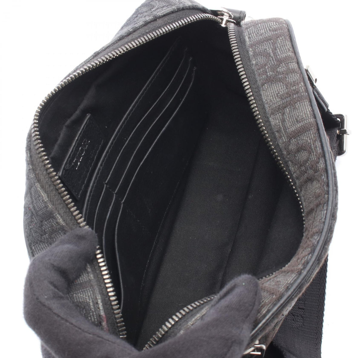 Christian Dior Safari Oblique Shoulder Bag Black/Gray canvas�leather 2101219823751