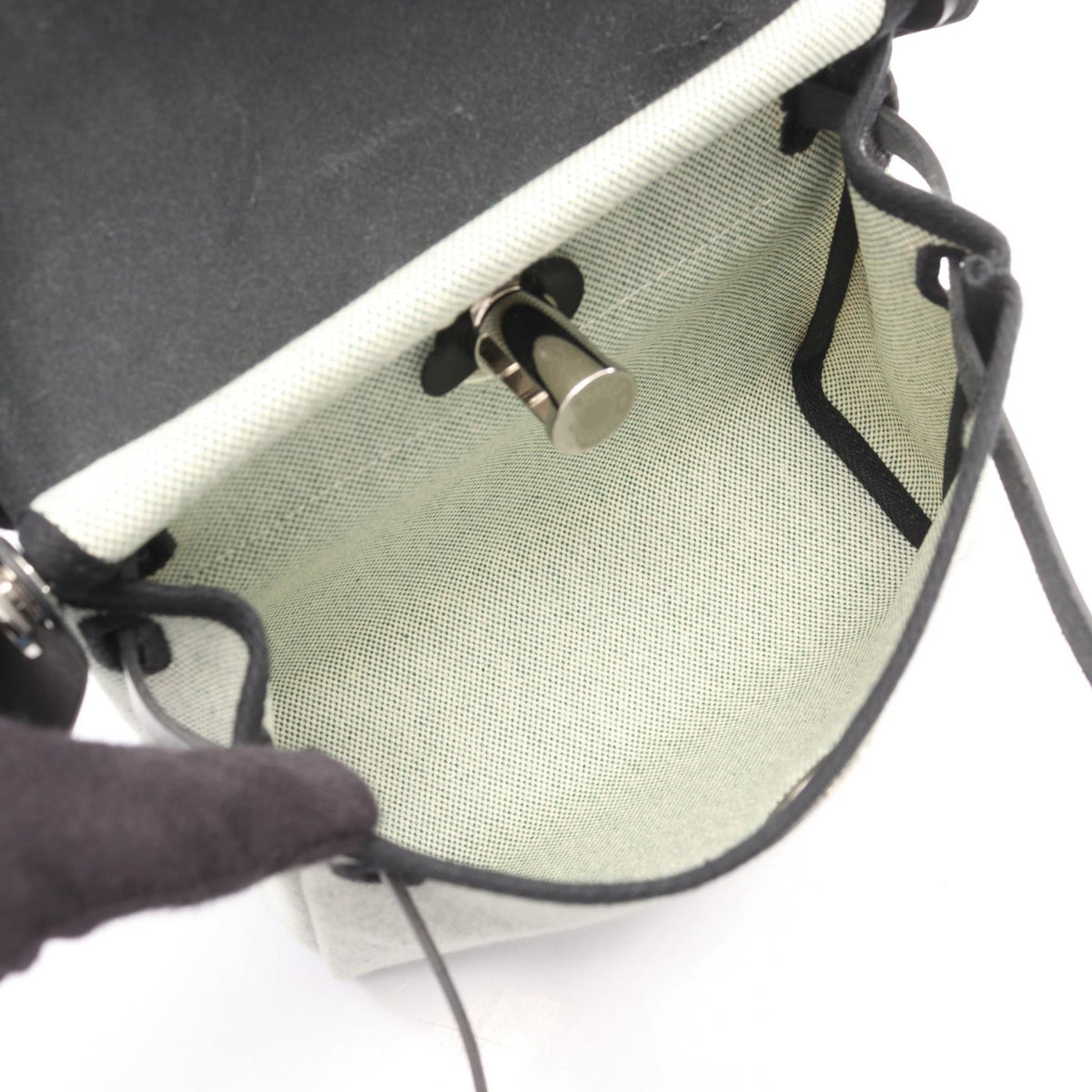 HERMES Airbag Zip Mini Shoulder Bag Green/Black Toile H canvas leather Toile H / Vache leather Hunter 2101219838953