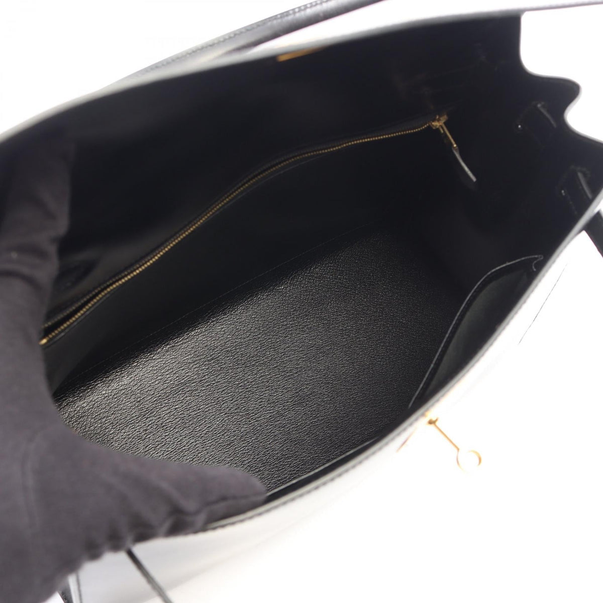 HERMES Kelly 32 outer stitch 2WAY Handbag Black Box calf leather Calfskin (cowhide) 2101219842981