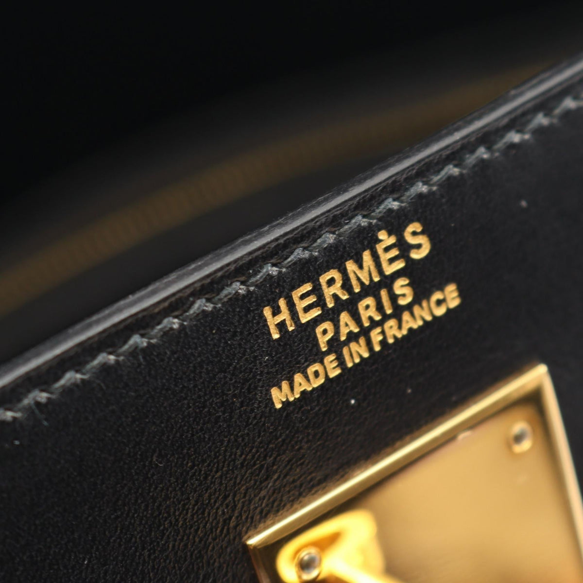 HERMES Kelly 32 outer stitch 2WAY Handbag Black Box calf leather Calfskin (cowhide) 2101219842981