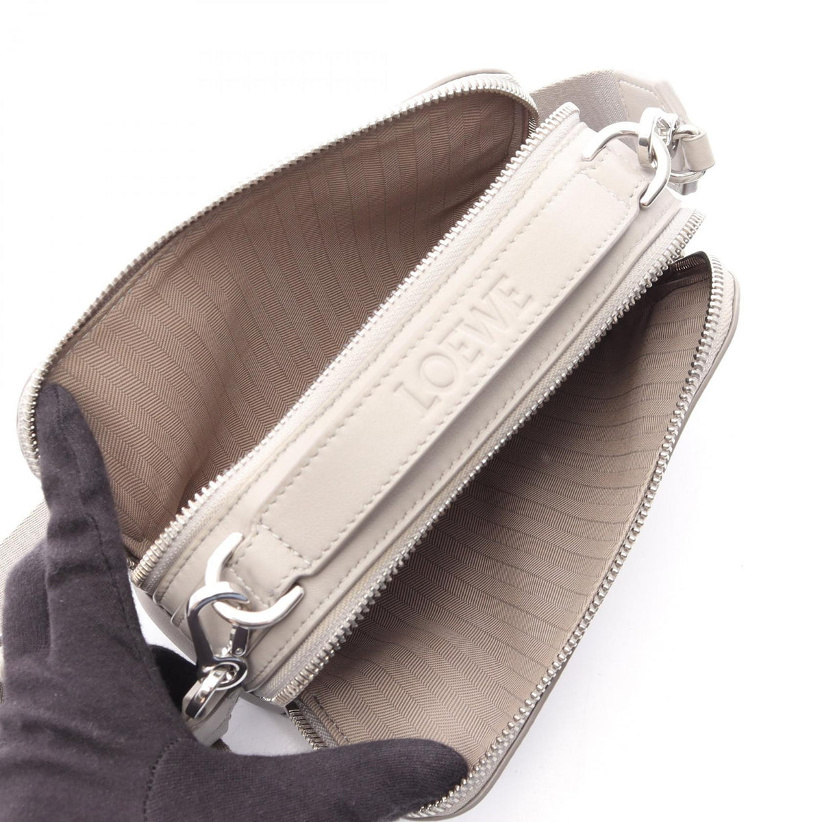 LOEWE Crossbody Camera Bag Mini 2-Way Handbag Gray leather C565R41X05 2121400014188