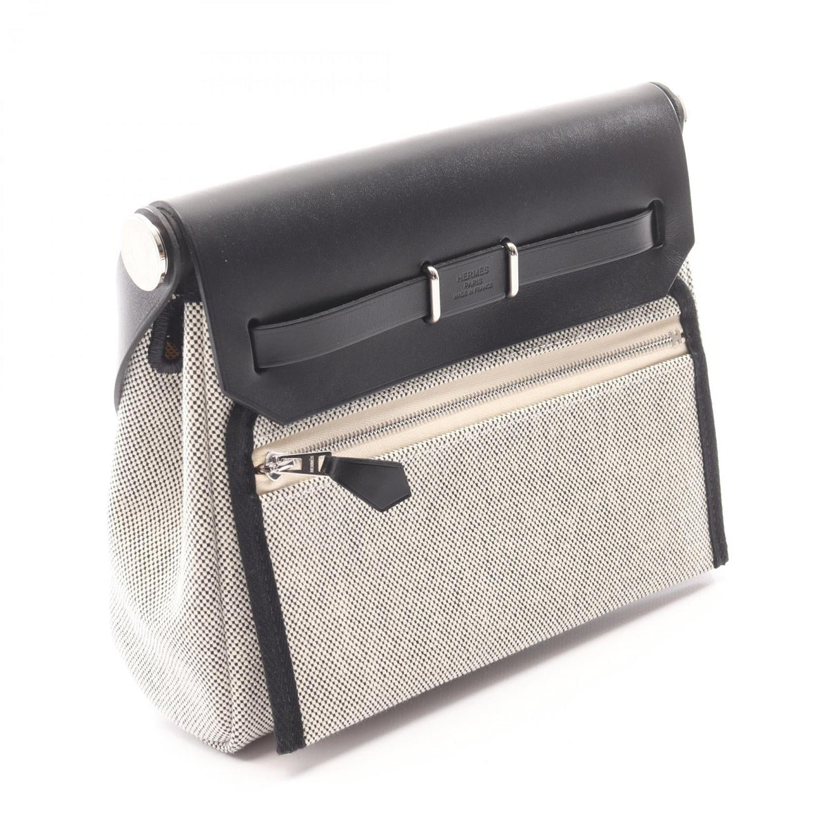 HERMES Airbag Zip Mini Shoulder BagEcru Ecru Gray/Black Toile H canvas leather Toile H / Vache leather Hunter 2101219846859