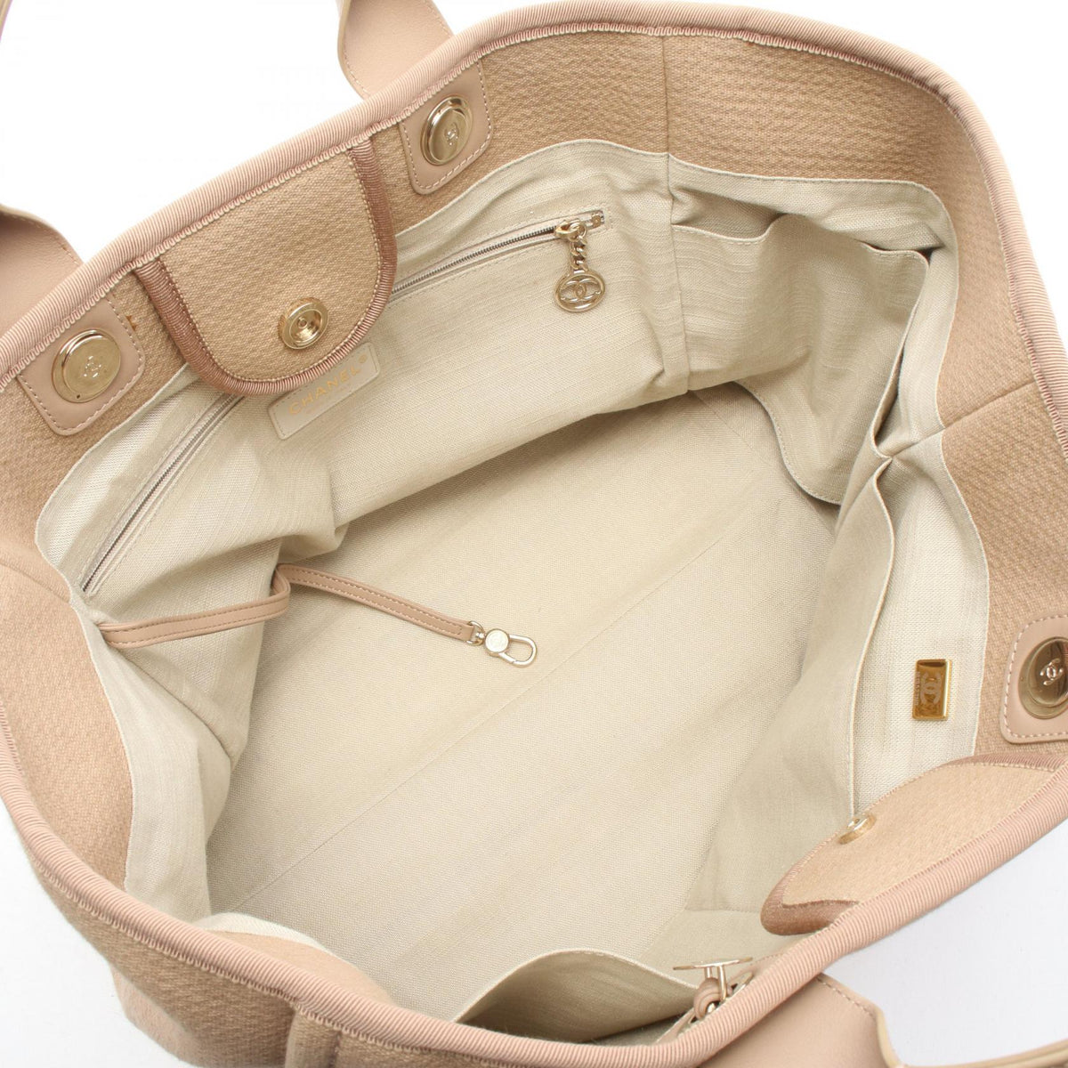 CHANEL Beige Deauville canvas�leather A66941 2101219847184