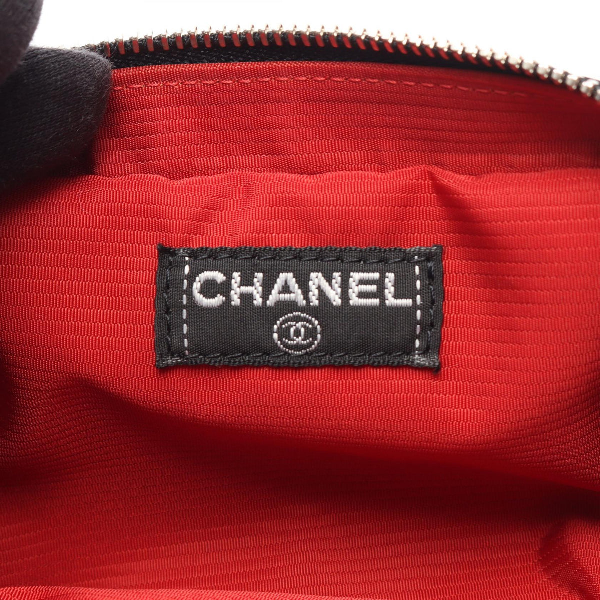 CHANEL Black/White Old travel line Nylon 2101219995496