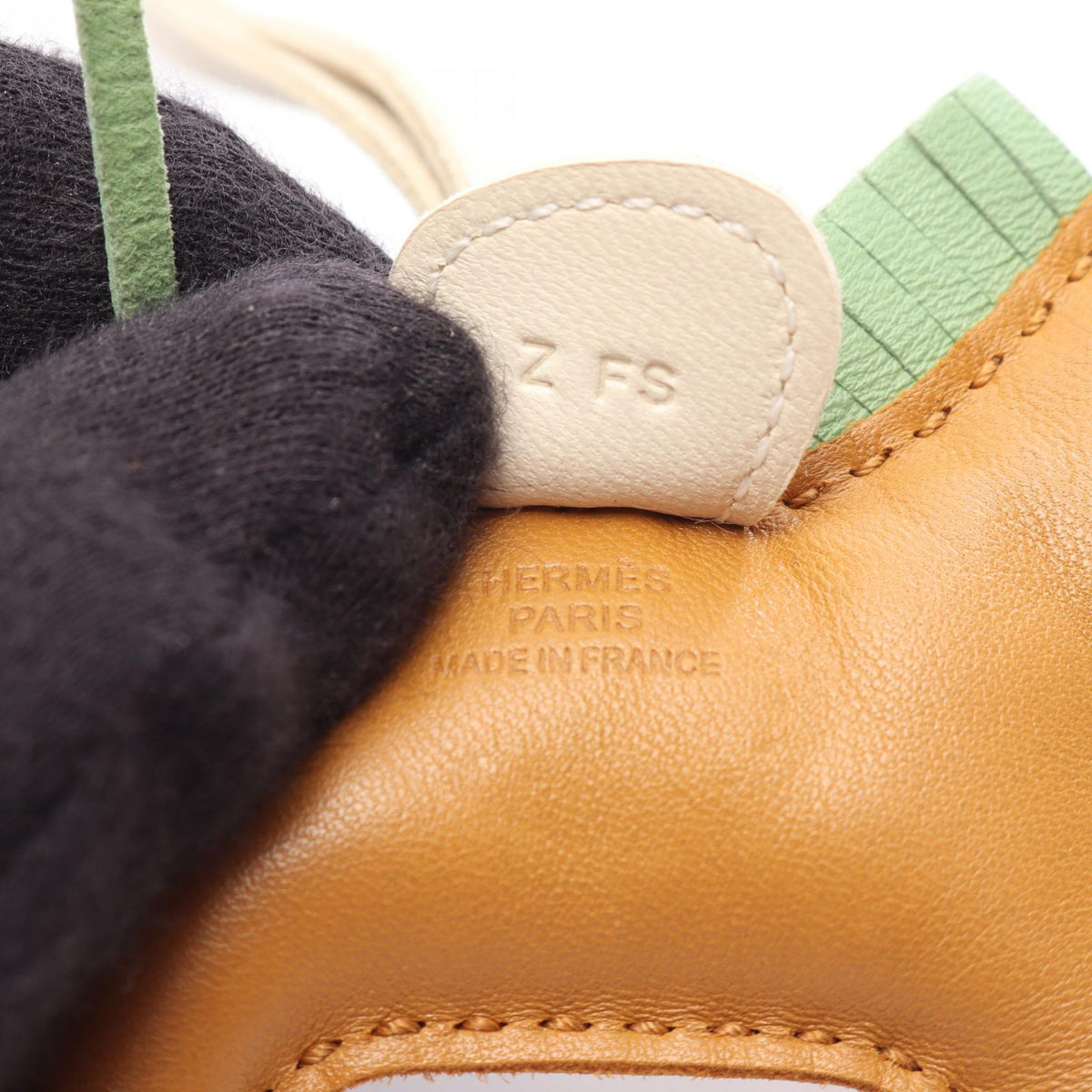 HERMES Rodeo PM Sesame Cle Vert criquet charm Brown/White/Green Agneau milo Other Agneau milo 2104102521703