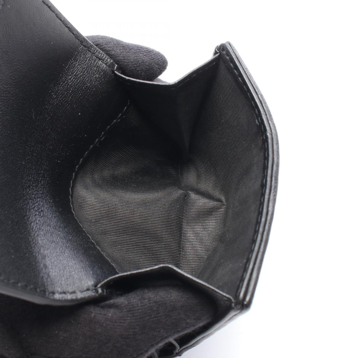 Christian Dior LADY DIOR Lotus wallet Tri-fold long wallet Black leather 2106800636161