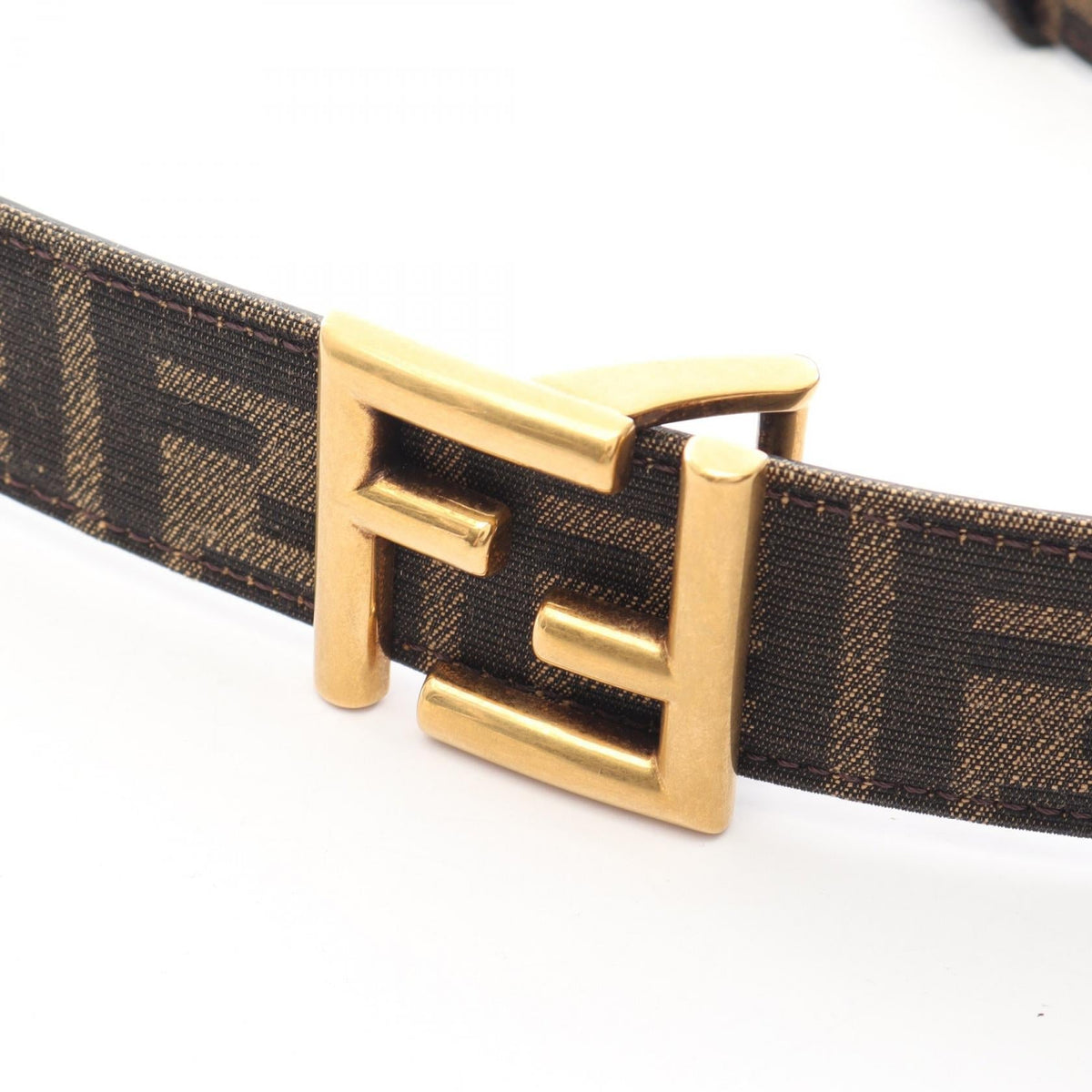 FENDI FF logo buckle, gold hardware, reversible. belt Black/Brown canvas�leather 8C0686ANH7F1L2J80 2101219930565