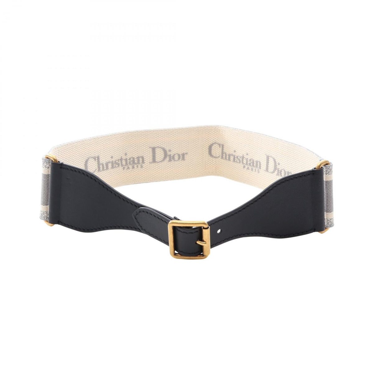 Dior Embroidered Maxi belt Gray/White/Black canvas leather 2101220079802