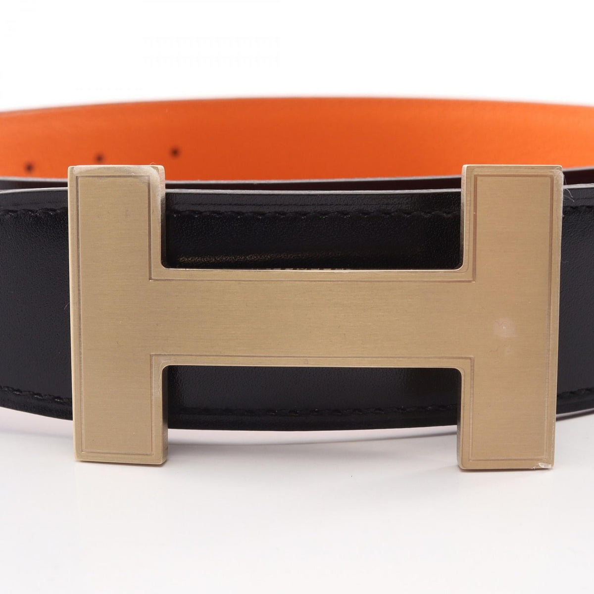HERMES Constance H belt reversible beltOrange Orange Black/Orange Box calf leather Calfskin (cowhide) Togo leather 2104102530040